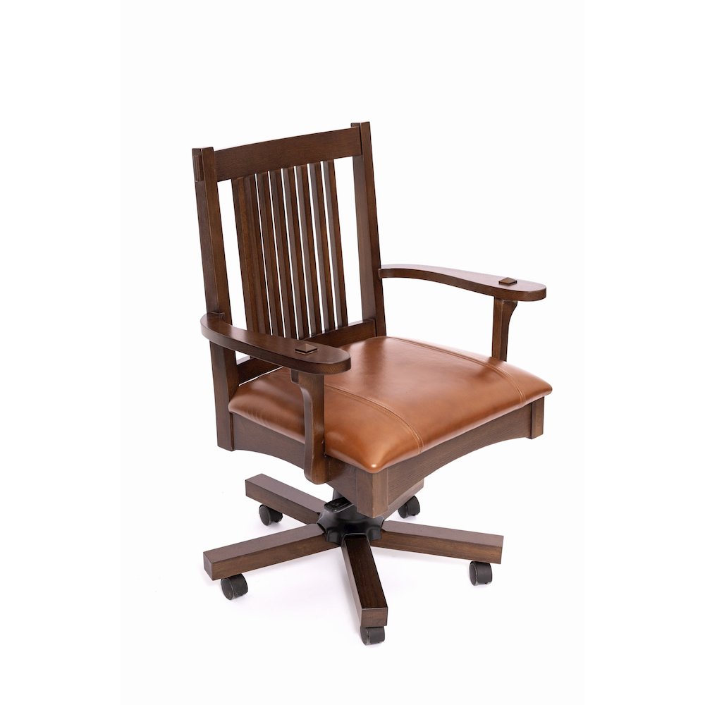 Arts and Crafts Mission Oak Office Chair - Walnut. Picture 1