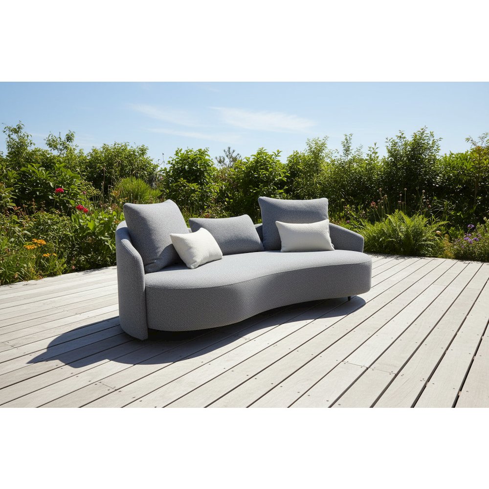 Serene Outdoor Modern Sofa 91" – Soft Gray Bouclé. Picture 5