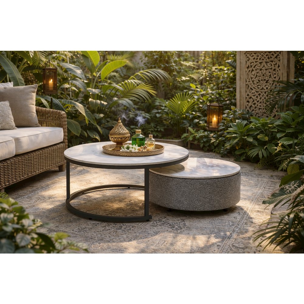Serene Outdoor Modern Outdoor Coffee Table - Grey. Picture 3