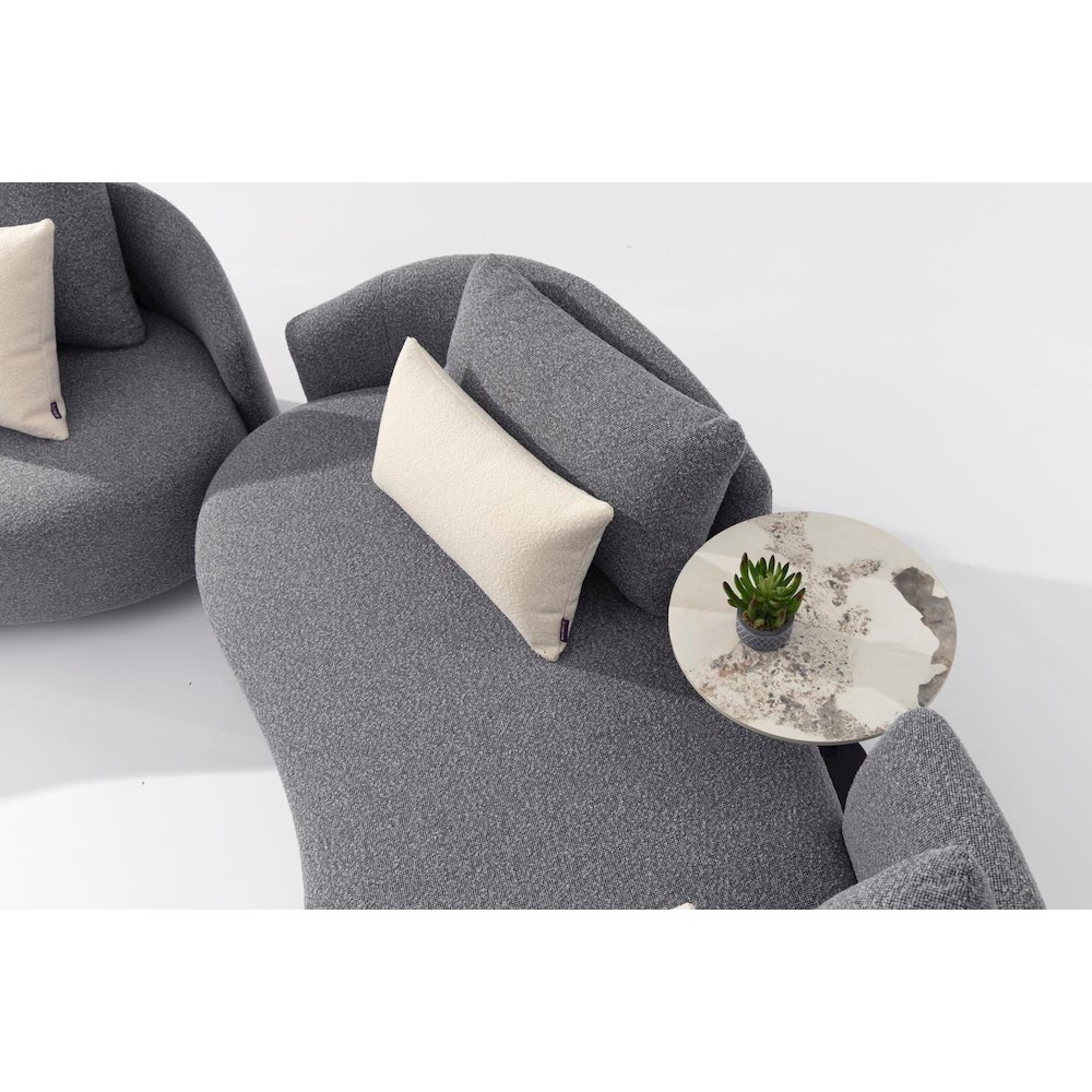 Serene Outdoor Modern Sofa - 83",  Gray Bouclé All-Weather. Picture 3