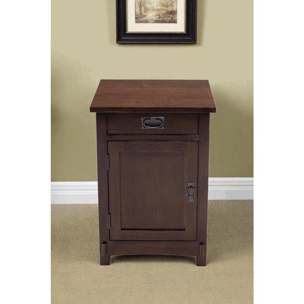 Mission / Arts and Crafts 1 Door, 1 Drawer Nightstand - Walnut. Picture 3