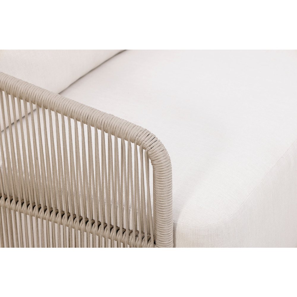 Alpine Teak Wood Outdoor Loveseat with Gray Rope Design. Picture 3