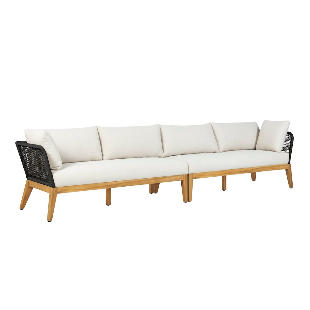 Cypress Teak Wood 128" Sofa with Black Color Rope Design. Picture 5