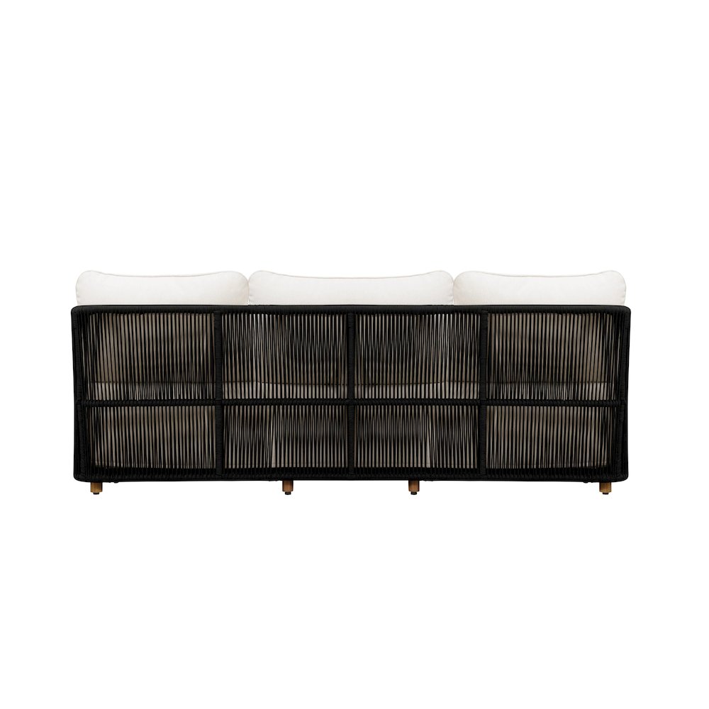 Alpine Teak Wood Outdoor Sofa with Black Rope Design. Picture 2