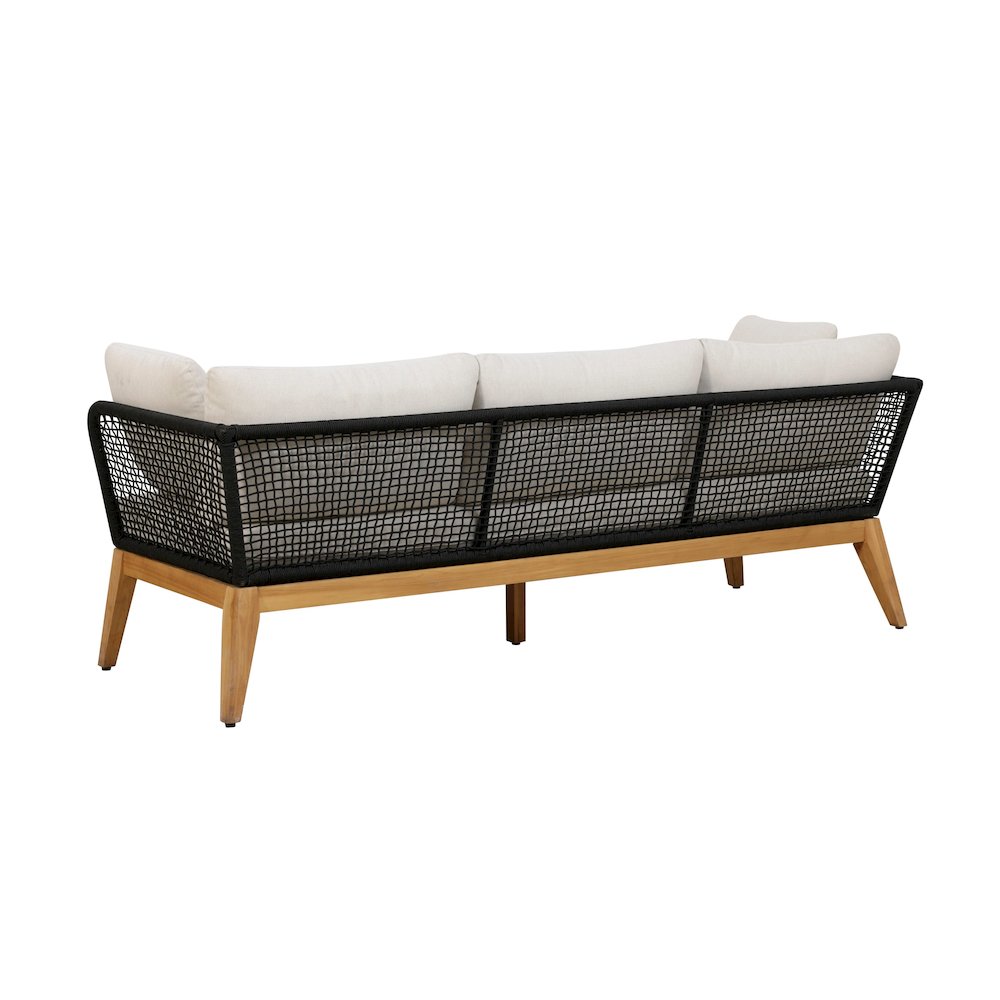 Cypress Teak Wood Sofa with Black Color Rope Design. Picture 1