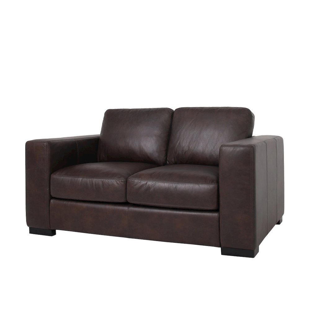 Argento Leather Love Seat - Dark Brown. Picture 1