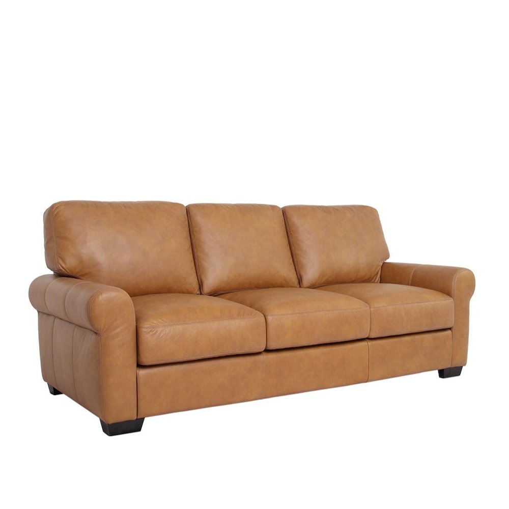 Florentine Top Grain Leather Sofa - Tan. Picture 1