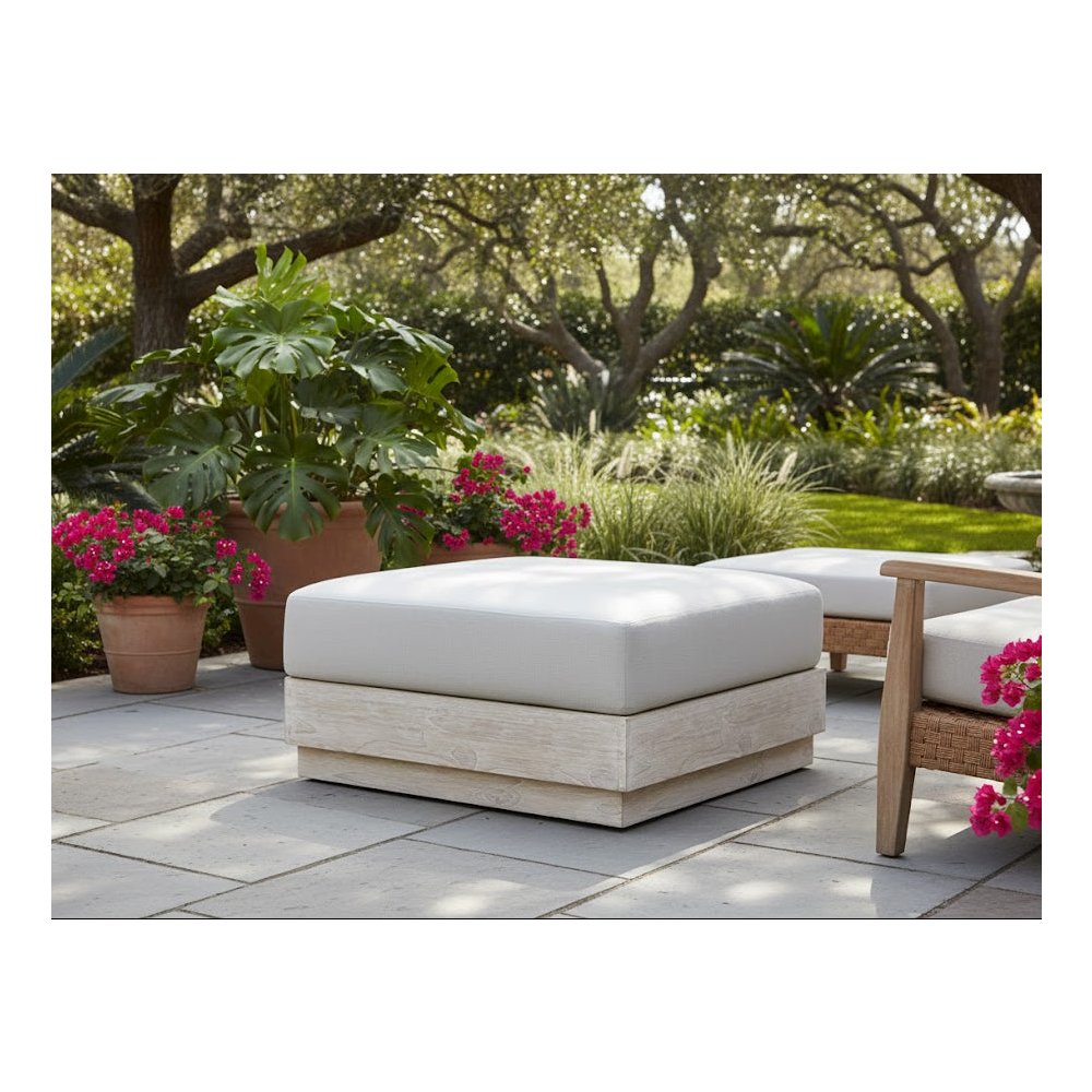 Imperial Grove Outdoor Teak Natural Ottoman. Picture 2