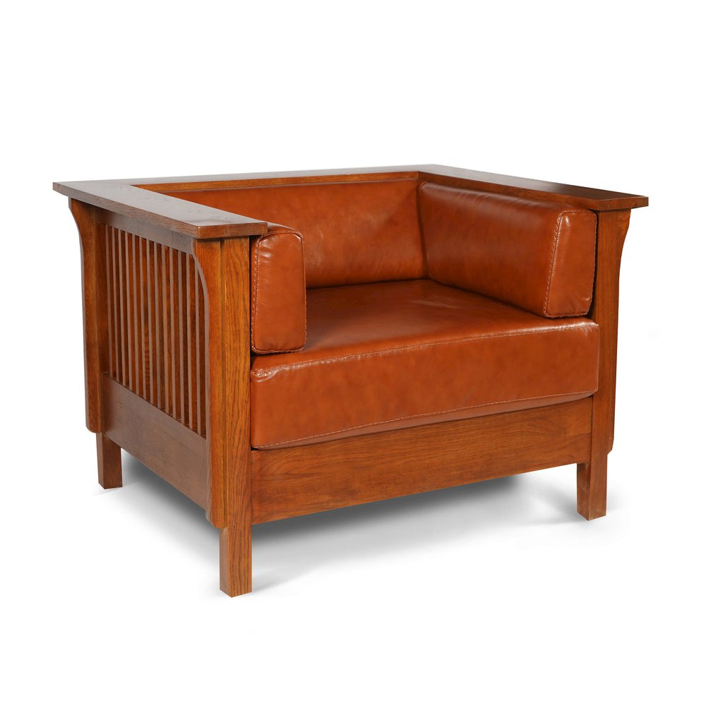 Arts And Crafts / Craftsman Cubic Slat Side Arm Chair. Picture 1