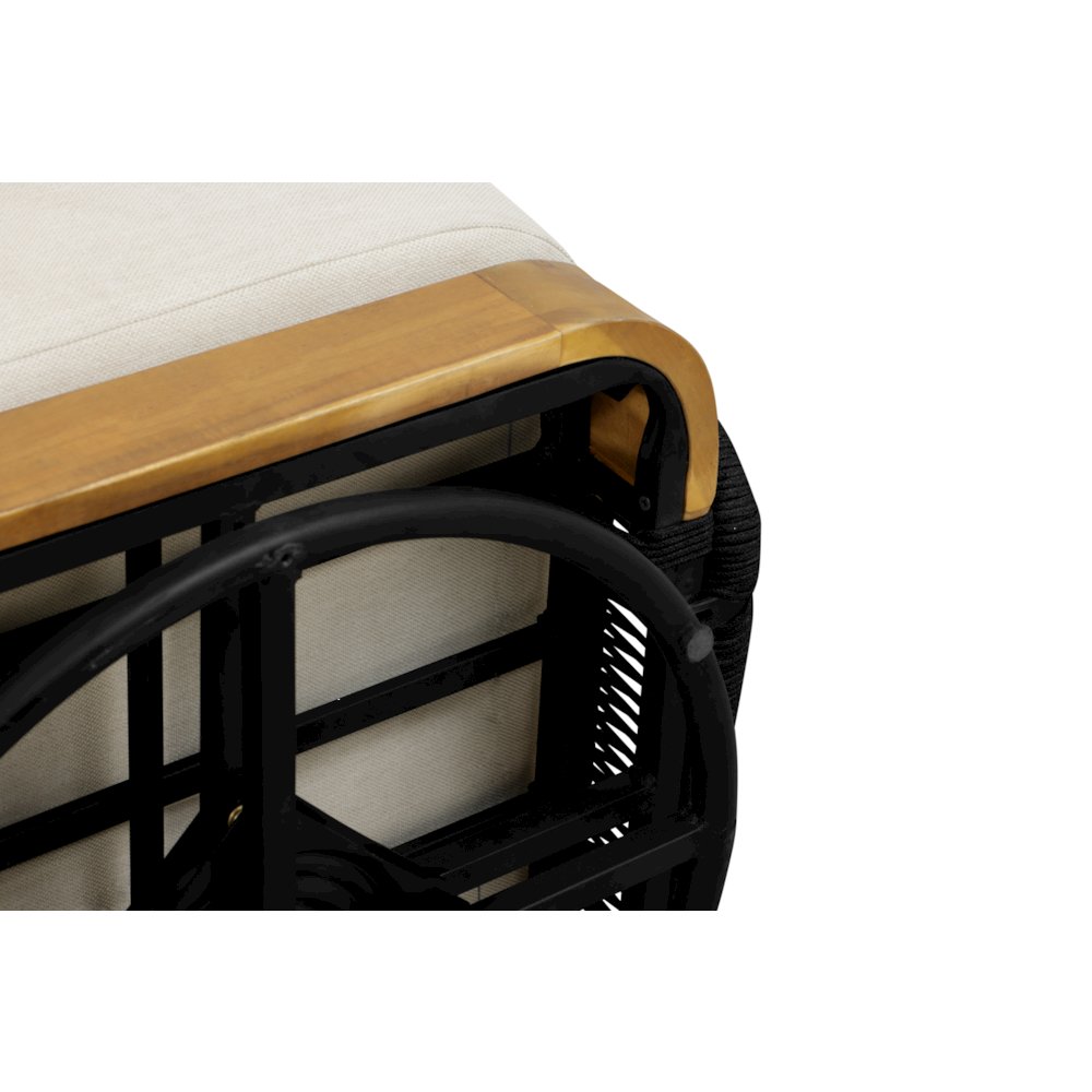 Alpine Teak Wood Modern Swivel Outdoor Arm Chair – Black. Picture 3