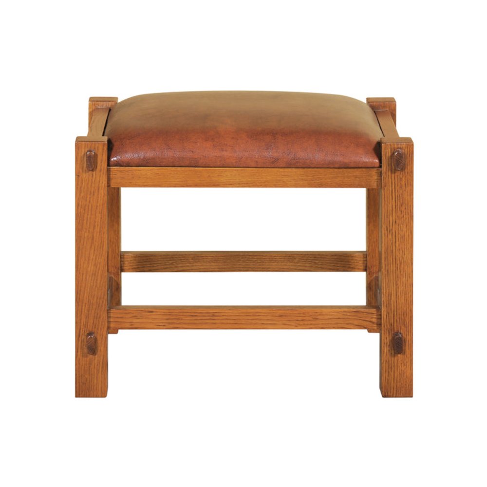 Mission Spindle Stool - Quarter Sawn Oak & Leather - Michael's Cherry. Picture 2