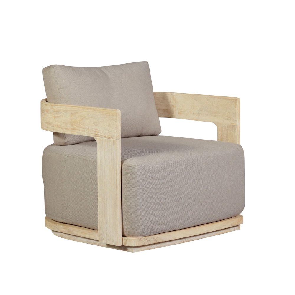 Eclipse Outdoor Solid Teak Wood Chair Natural Look - Gray Fabric. Picture 3