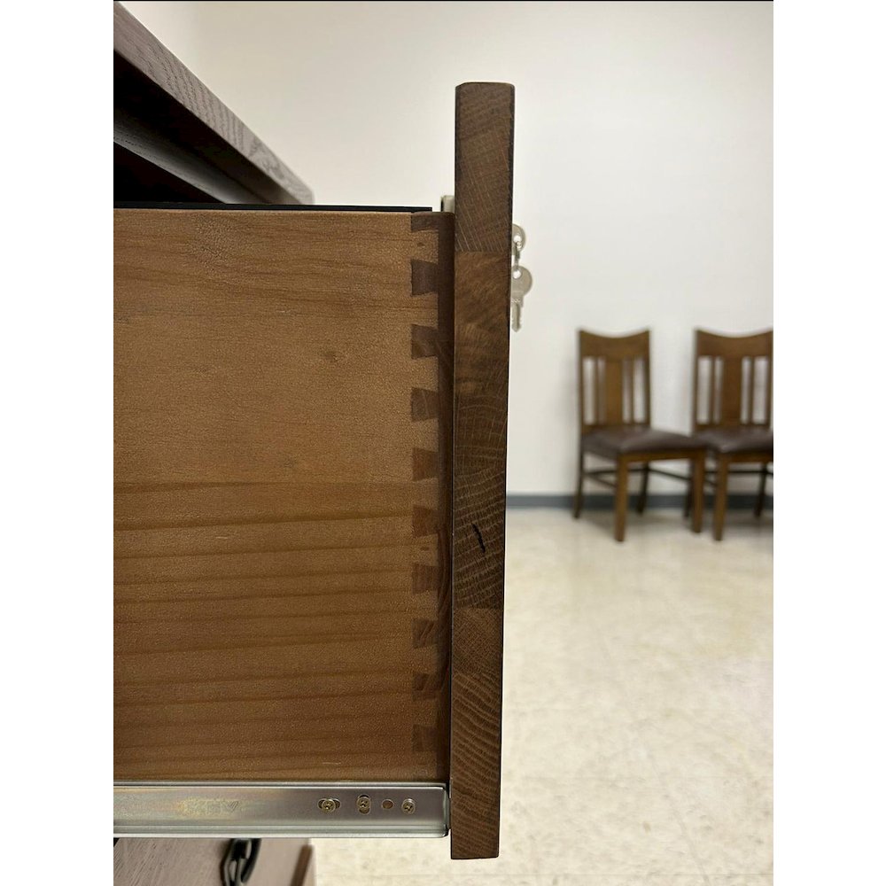 Mission Solid Oak 3 Drawer File Cabinet - Walnut. Picture 4