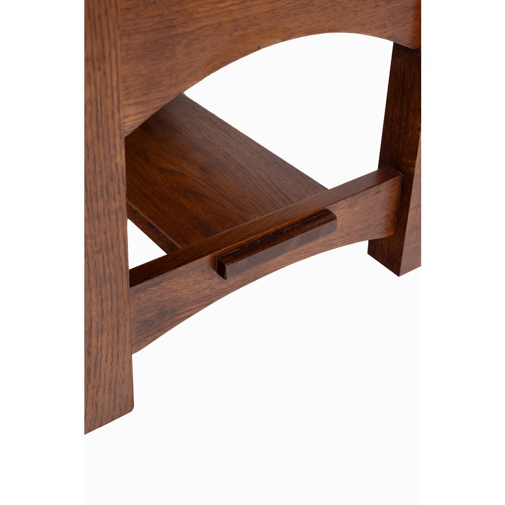 Craftsman / Mission Mortise and Tenon Foot Stool - Chestnut Brown Leather. Picture 4