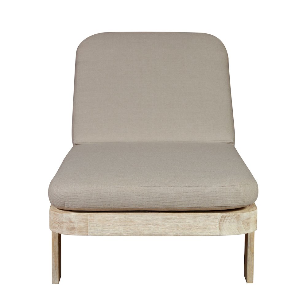 Eclipse Outdoor Solid Teak Wood Natural Look Sun Lounger  - Grey Fabric. Picture 1