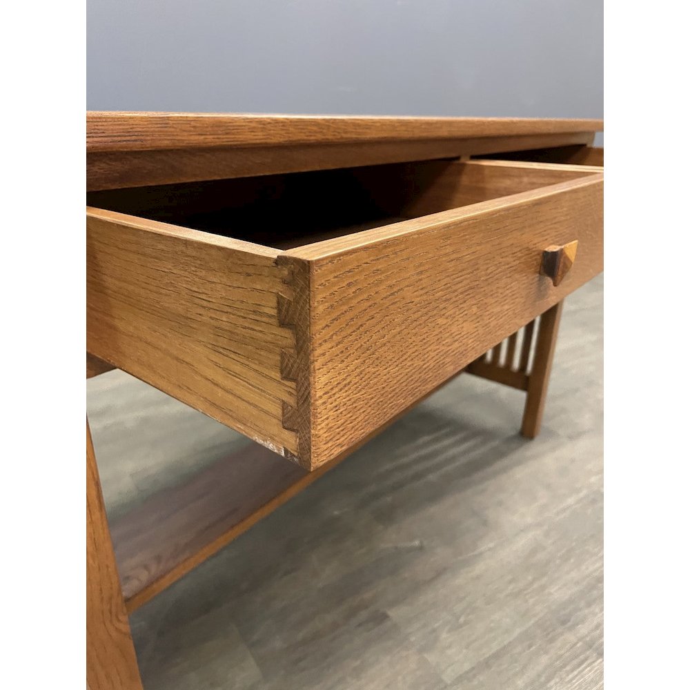 Mission / Arts and Crafts Solid Oak Writing Desk - 50 Inch - Michael's Cherry. Picture 3