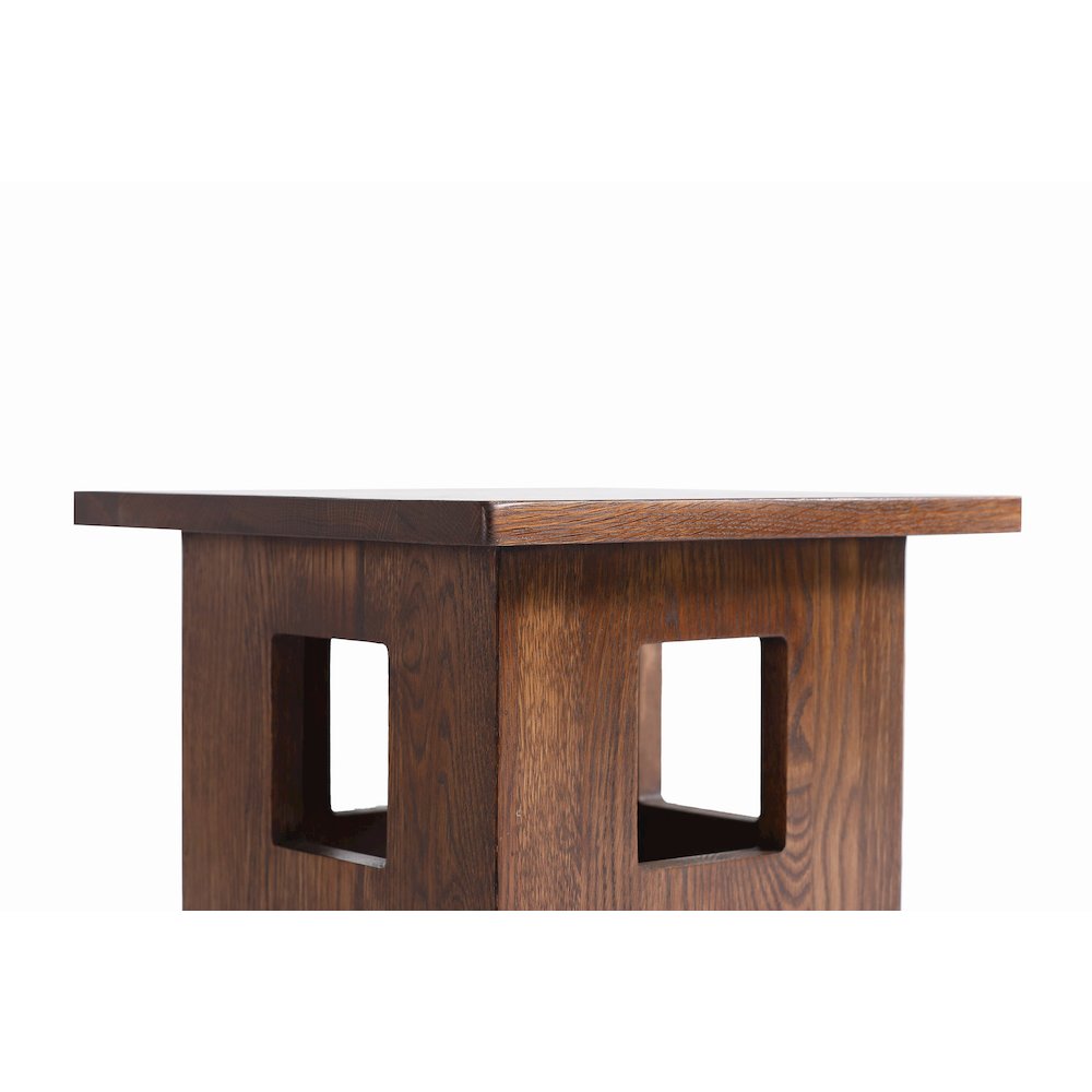 Mission Solid Oak Square End Table with Cut Outs - Walnut. Picture 3