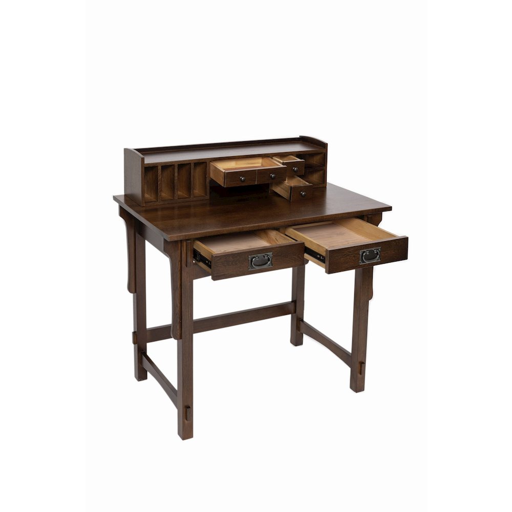 Mission Style Library Table with Removable Organizer - Walnut. Picture 3