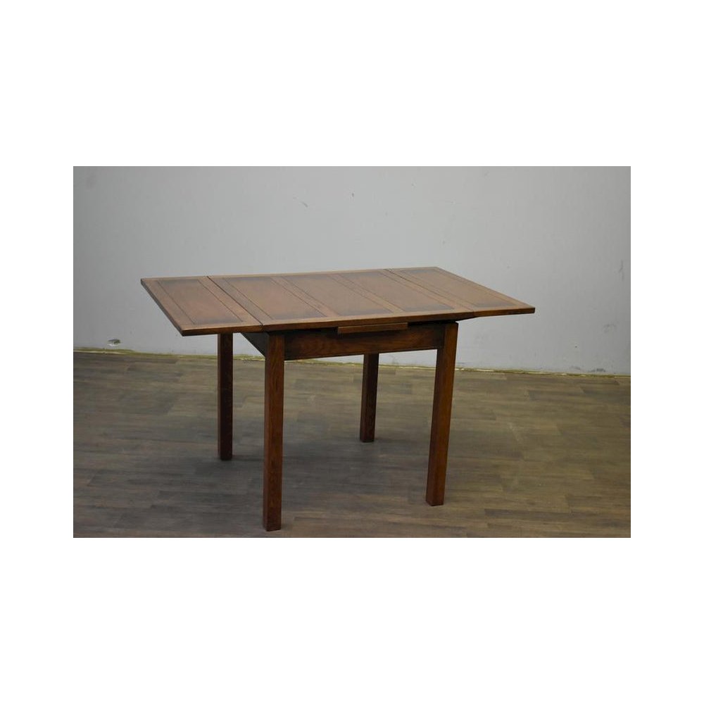 Mission Oak Kitchen Table With 2 Leaves And 4 Oak Dining Chairs - Dark Brown. Picture 2