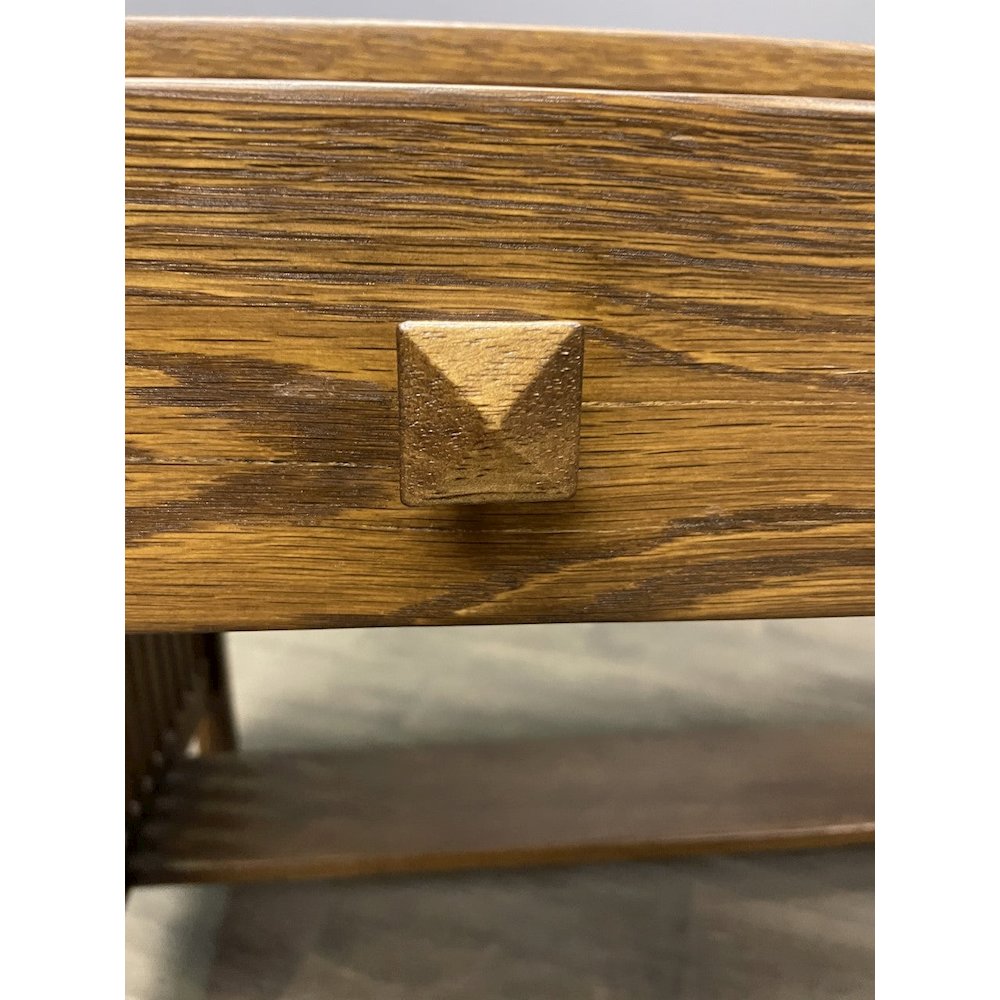 Mission / Arts and Crafts Solid Oak Writing Desk - 50 Inch - Walnut. Picture 5