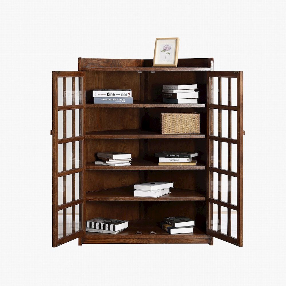 Mission Oak Corner Bookcase / Cabinet - Walnut. Picture 3