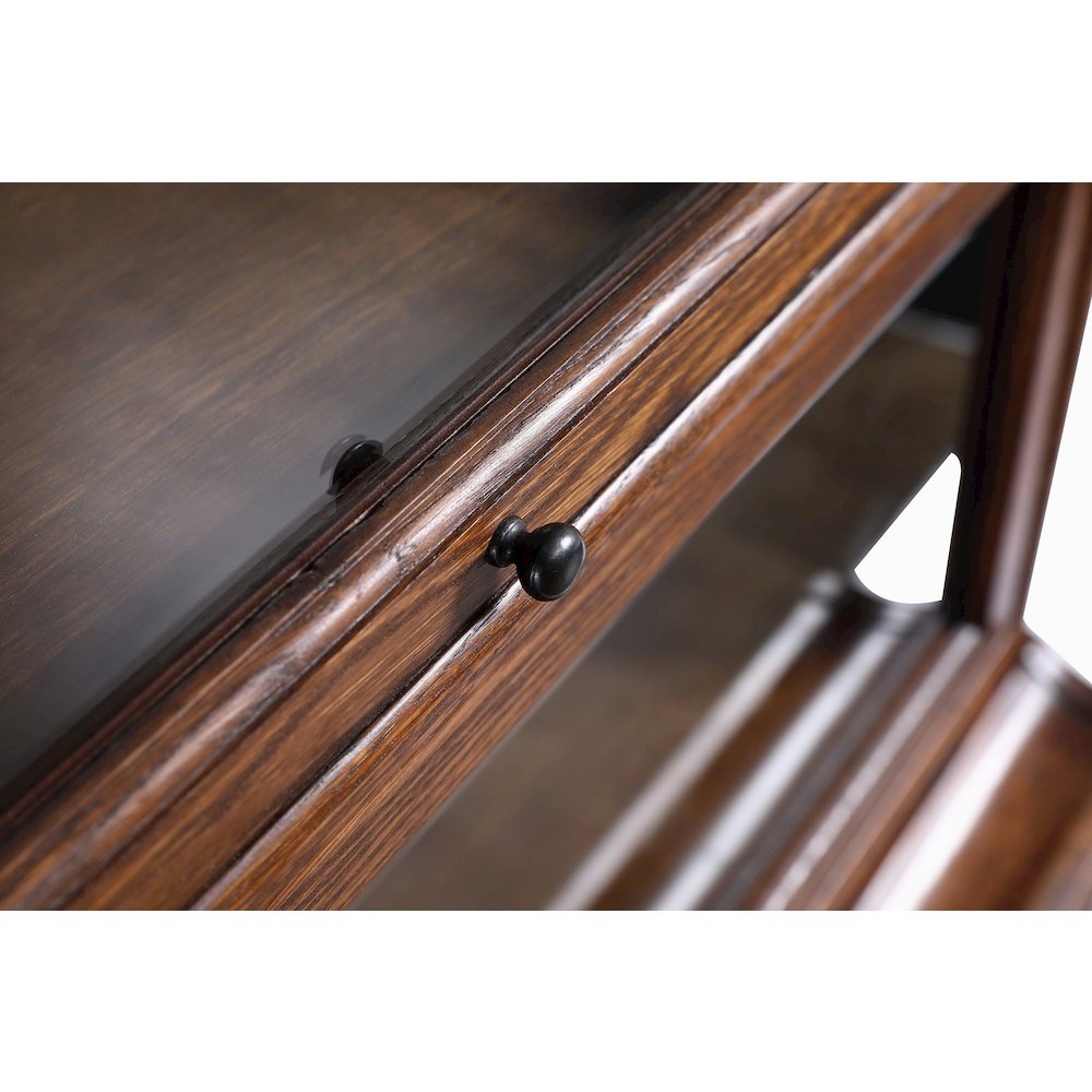 Mission 3 Stack Oak Barrister Bookcase - Beveled Glass - Walnut. Picture 4