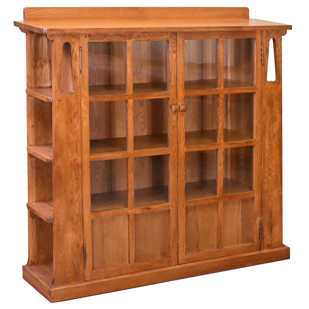 Mission Double Door Bookcase with Side Shelves - Michael's Cherry. Picture 2