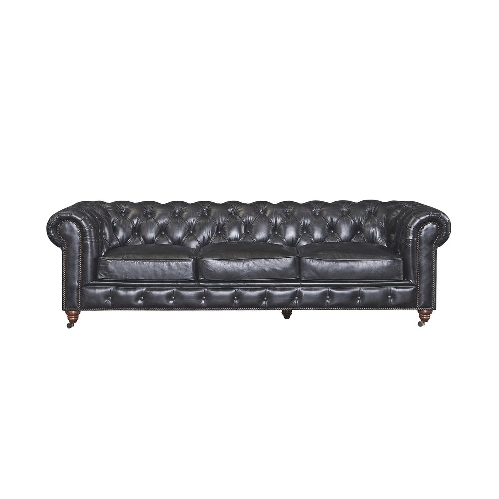 Century Chesterfield Sofa - Slate Leather. Picture 2