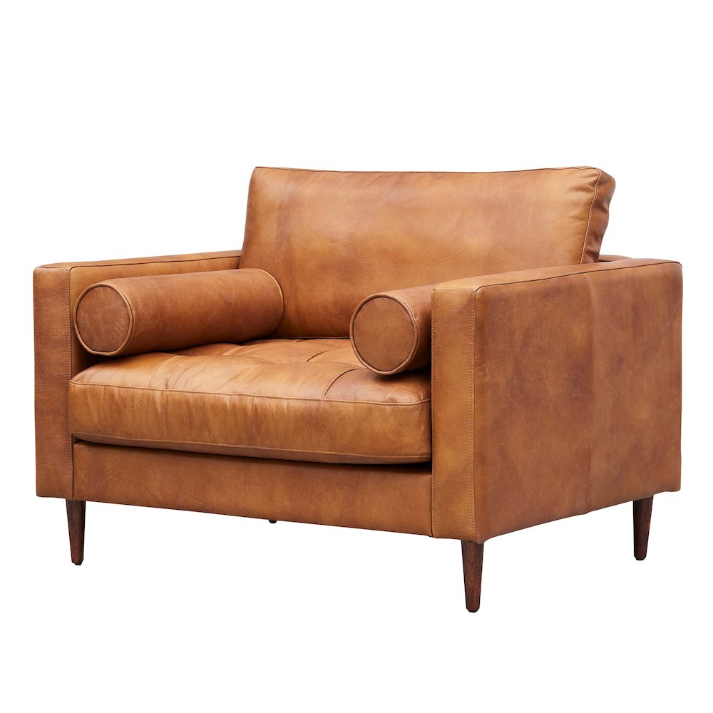 Alamo Top Grain Leather Arm Chair - Light Brown. Picture 2