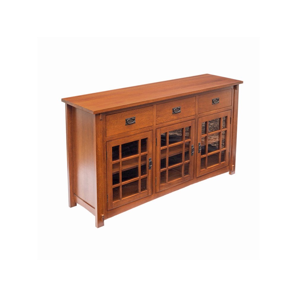 Craftsman Mission Solid Oak Sideboard - 65" - Michael's Cherry. Picture 1