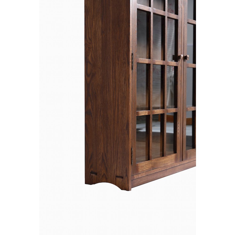 Mission Oak 2 Door Bookcase with Glass Doors - Walnut. Picture 6
