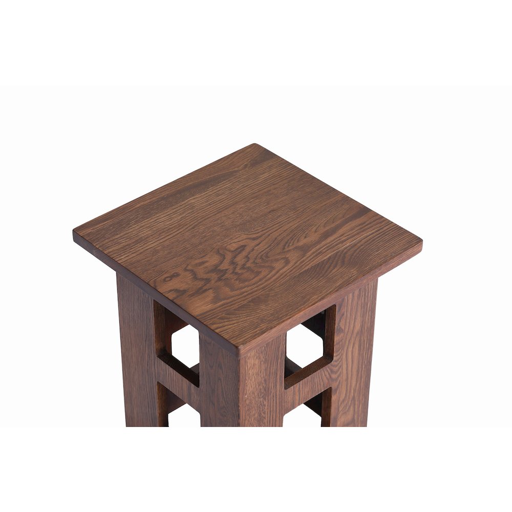 Mission Solid Oak Square End Table with Cut Outs - Walnut. Picture 1