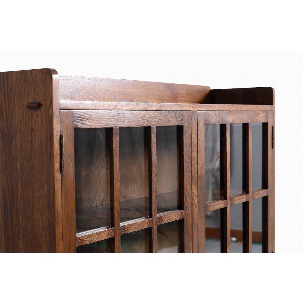 Mission Oak 2 Door Bookcase with Glass Doors - Walnut. Picture 4
