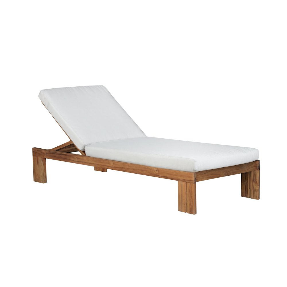 Paradiso Outdoor Teak Chaise - Light Gray Fabric. Picture 2