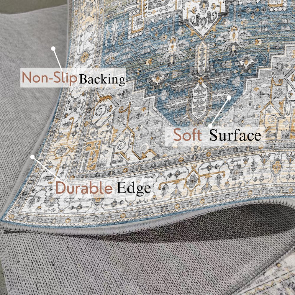 Area Rug Ultra Soft Washable Rug, Non Slip, Stain Resistant Rugs (2'7" x 9'). Picture 4
