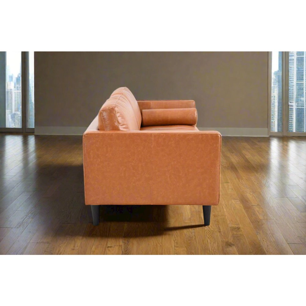 Philippe Top Grain Leather Sofa - Tan. Picture 3