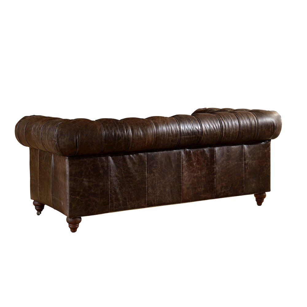 Century Chesterfield Love Seat - Dark Brown Leather. Picture 3