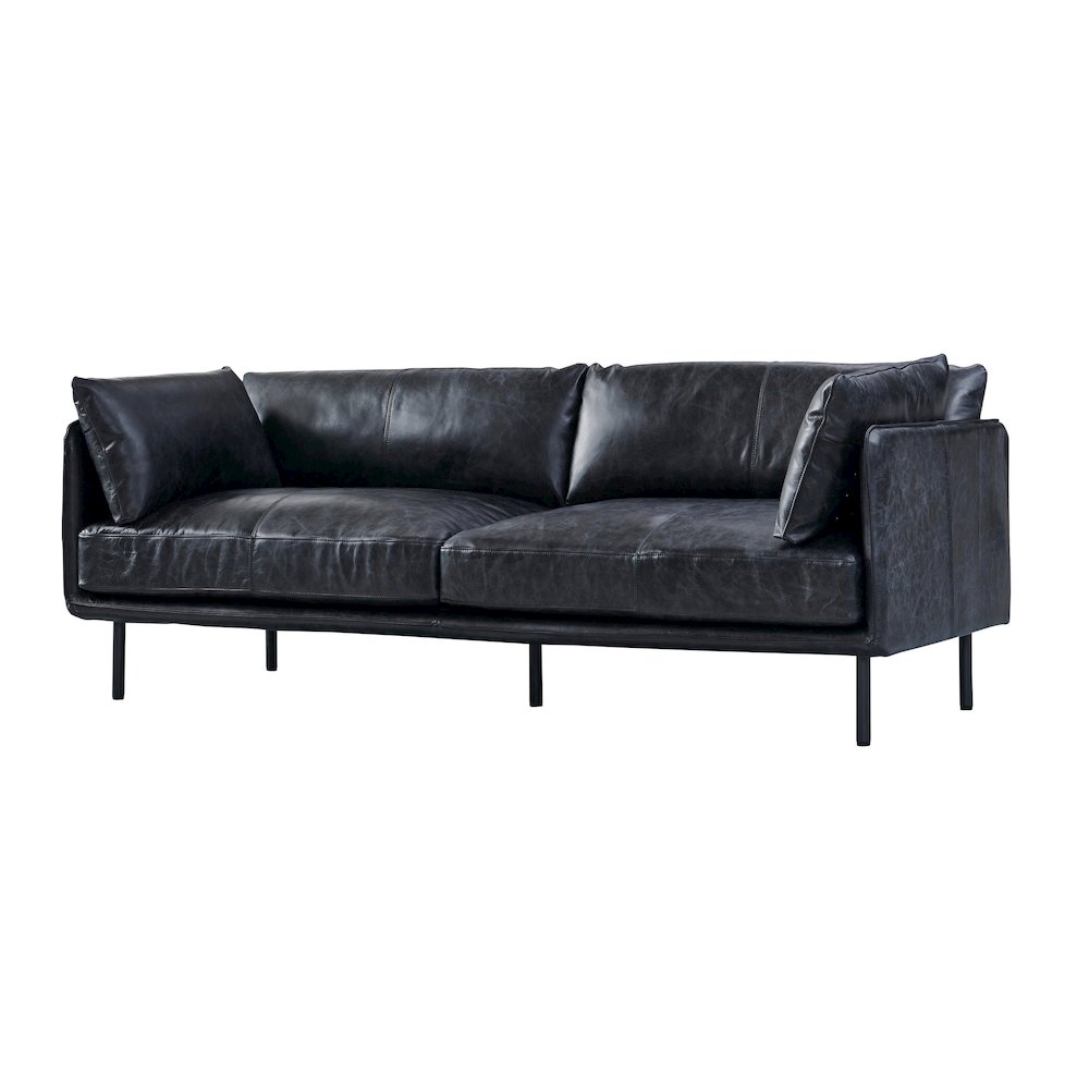 Venezia Industrial Modern Leather Sofa - Slate Leather. Picture 2
