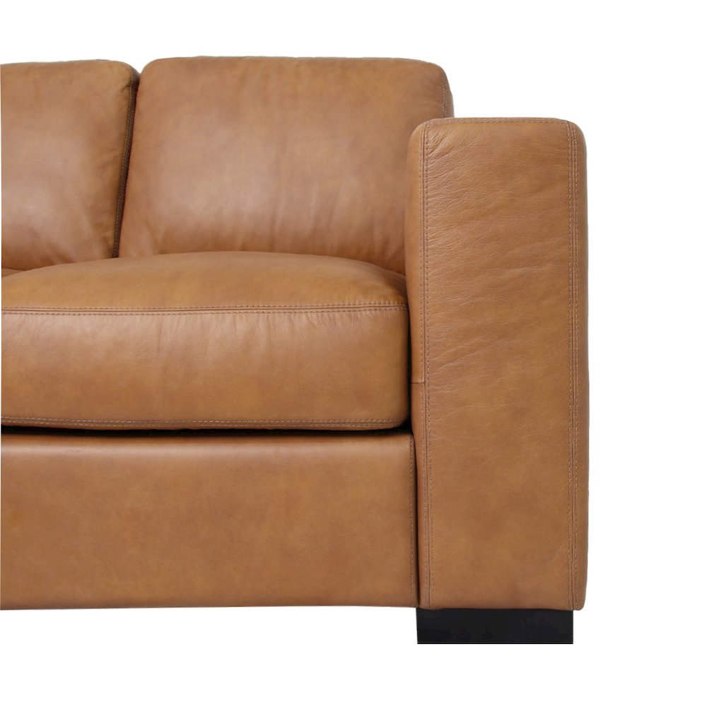 Argento Top Grain Leather Love Seat - Tan. Picture 3