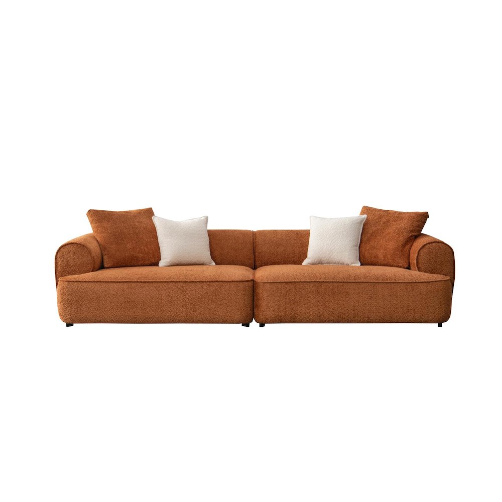 Sunset Collection Mid-Century Modern 4-Seater Fabric Sofa – 118". Picture 3