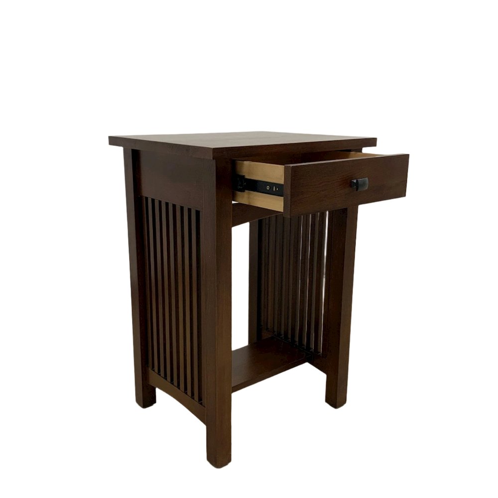 Mission 1 Drawer Spindle End Table - Walnut. Picture 4