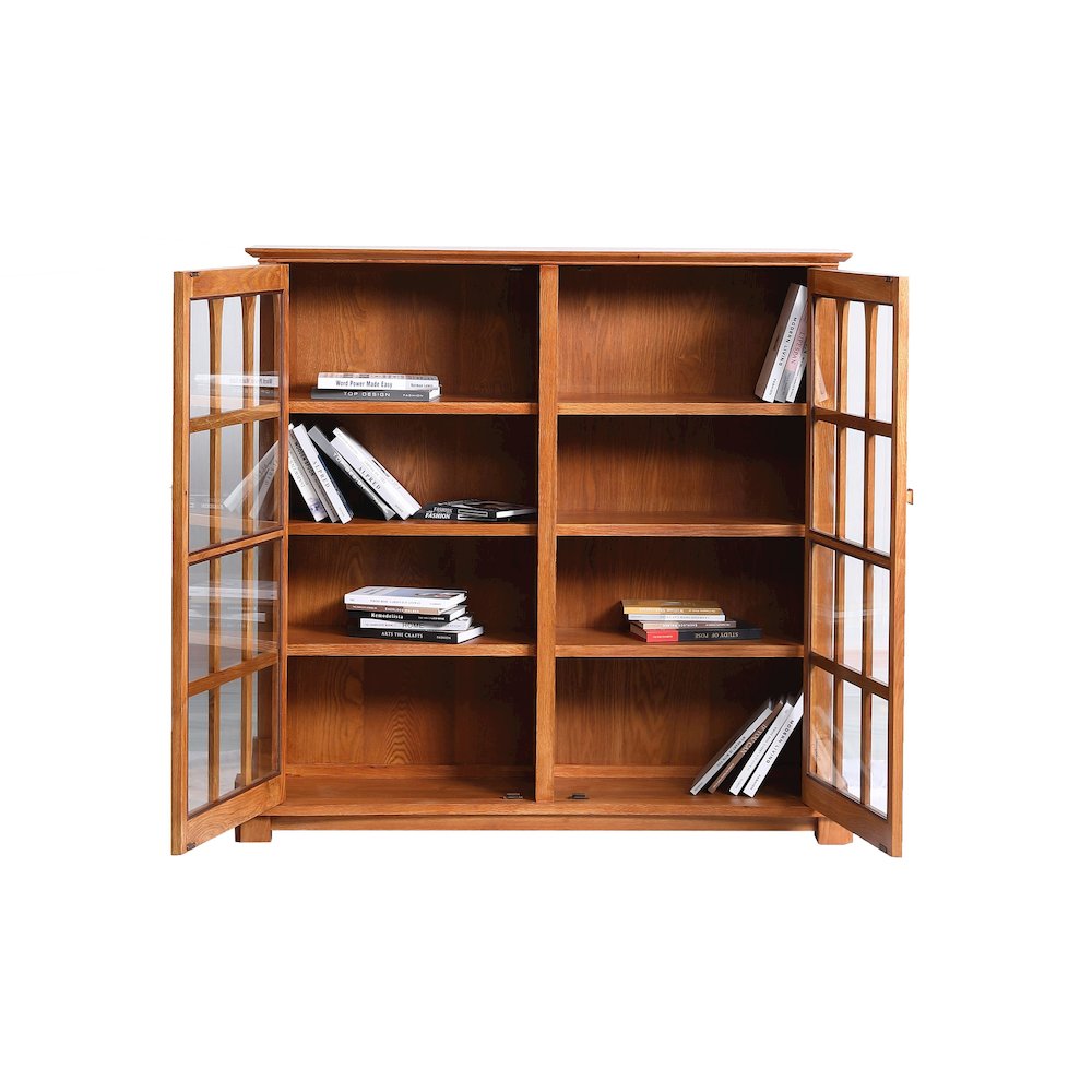Mission Solid Oak Double Door Bookcase - Michael's Cherry. Picture 5