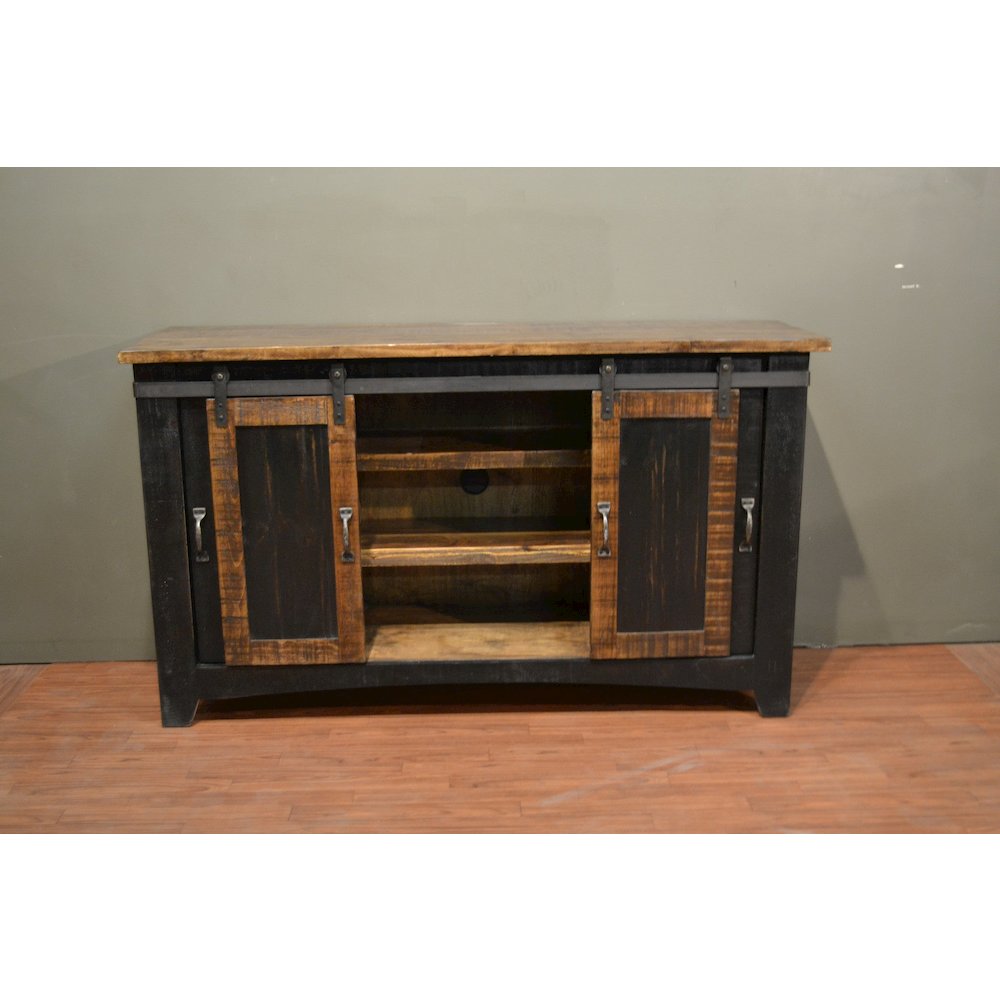 Greenview Sliding Door Distressed Black TV Stand - 60 inch. Picture 3