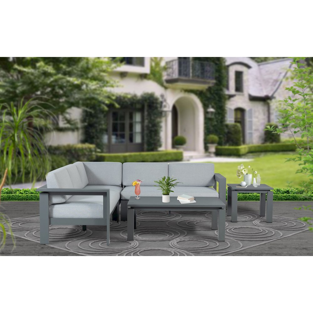 Sardinia Aluminum Frame Outdoor Sectional Sofa - Gray. Picture 2