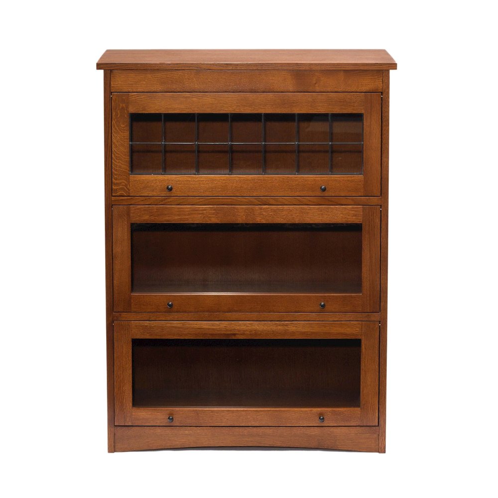 Mission Craftsman Style Oak Barrister Bookcase - 3 Stack - Michael's Cherry. Picture 1