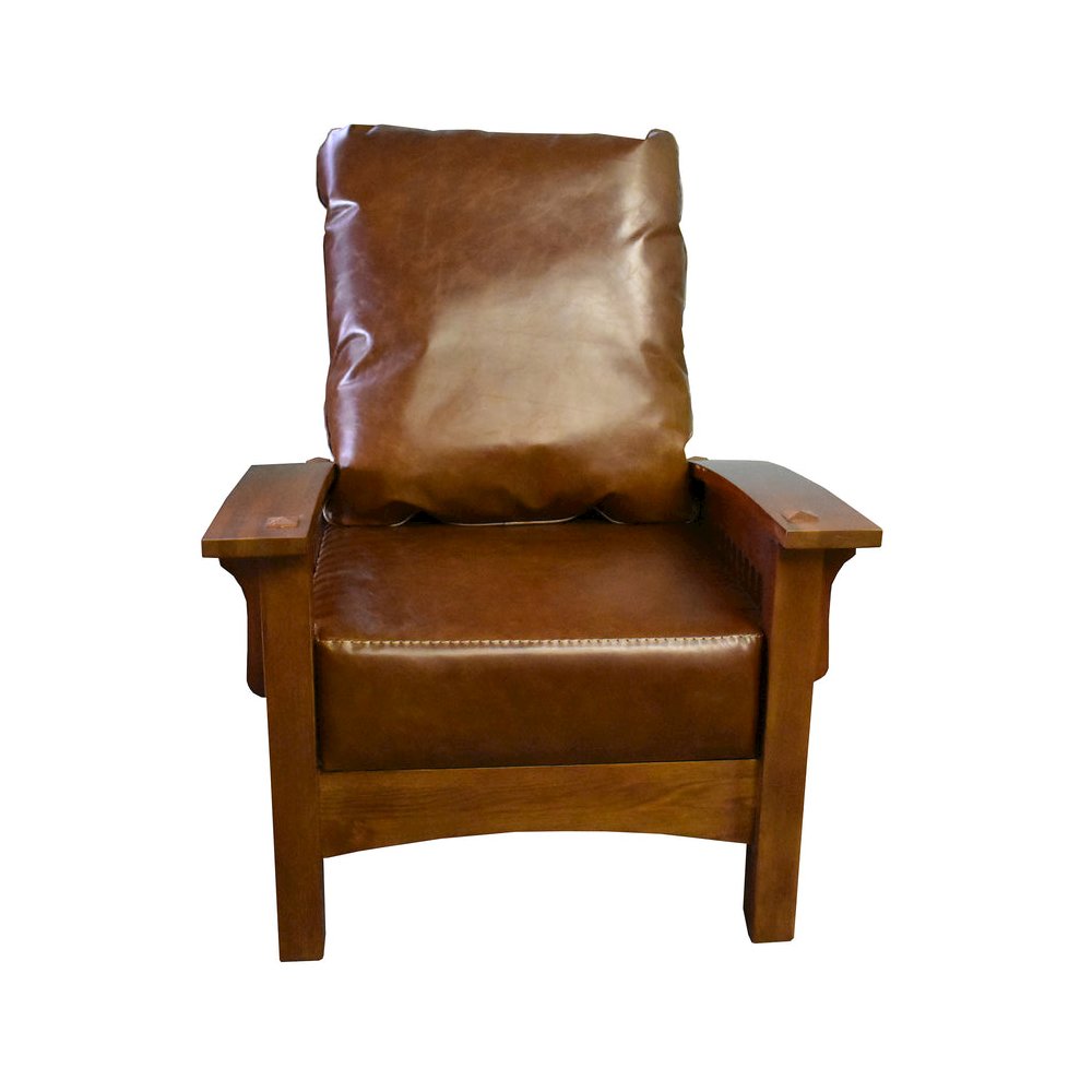 Preorder Craftsman / Mission Leather And Oak Morris Chair - Chestnut. Picture 3
