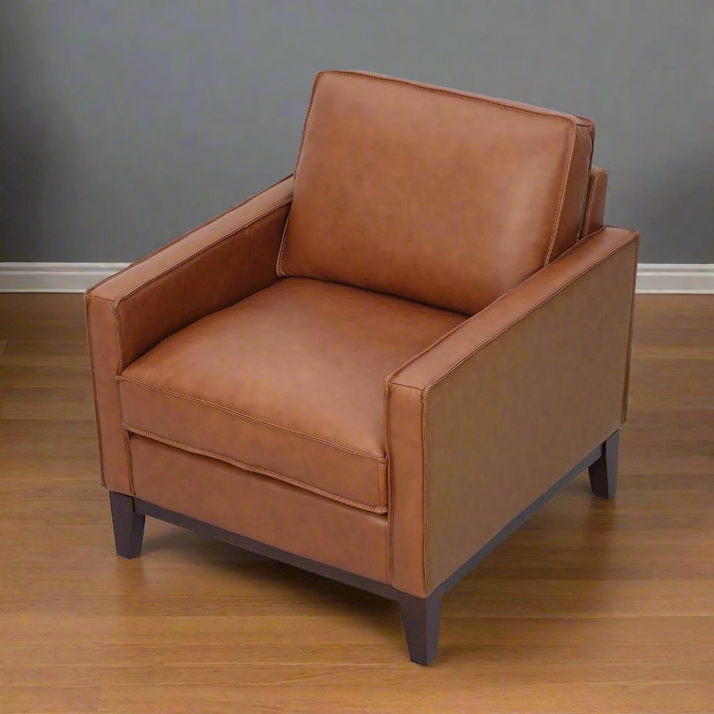 Samhara Top Grain Leather Armchair - Chestnut. Picture 2