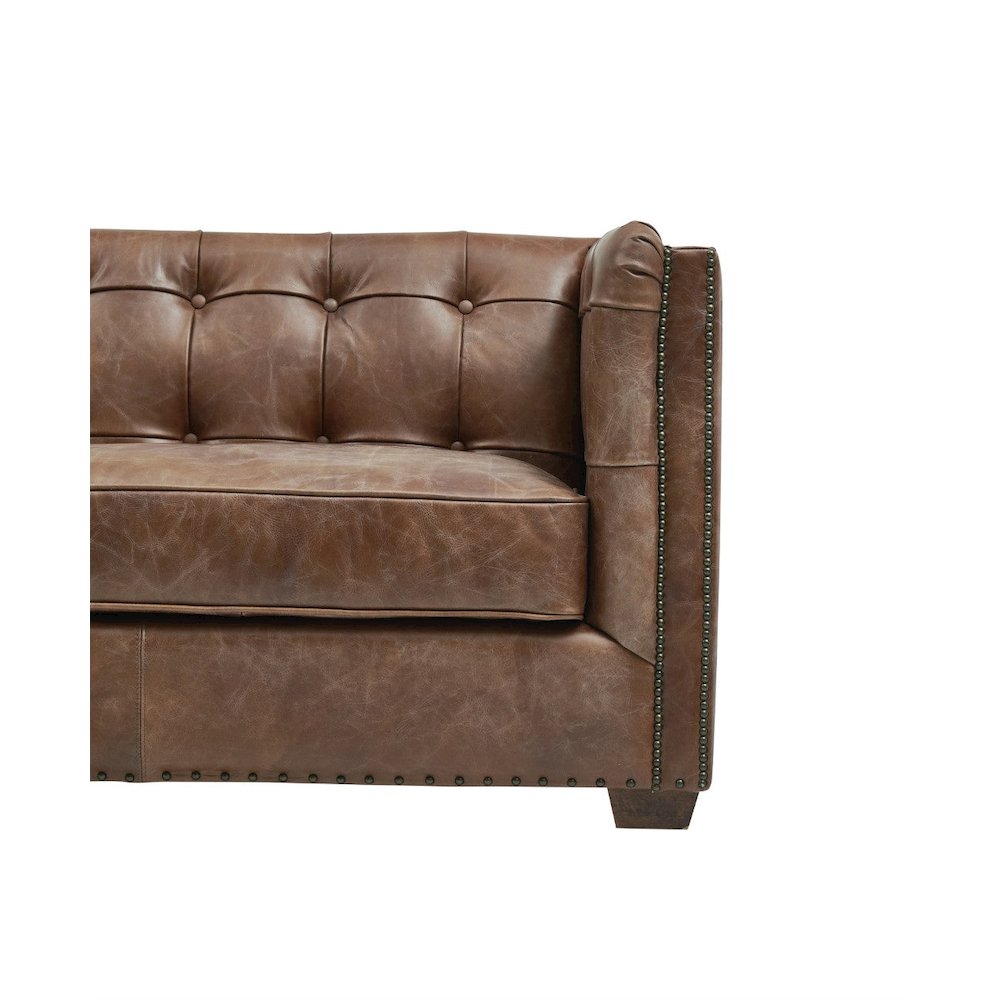 Tuxedo Leather Love Seat - Bark Brown. Picture 4