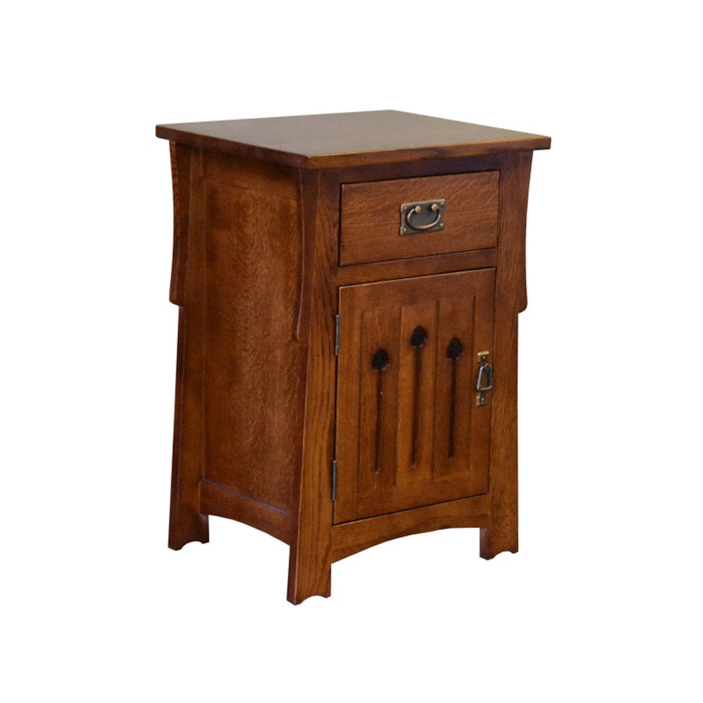 Mission Style Solid Quarter Sawn Oak Keyhole Nightstand. Picture 1