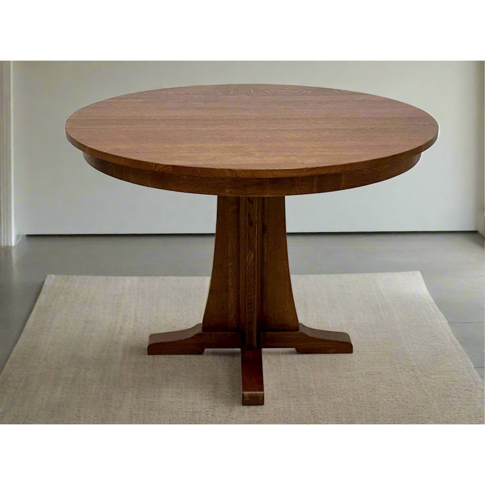 Mission Quarter Sawn Oak Round Dining Table Set - 42" - Michael's Cherry. Picture 2